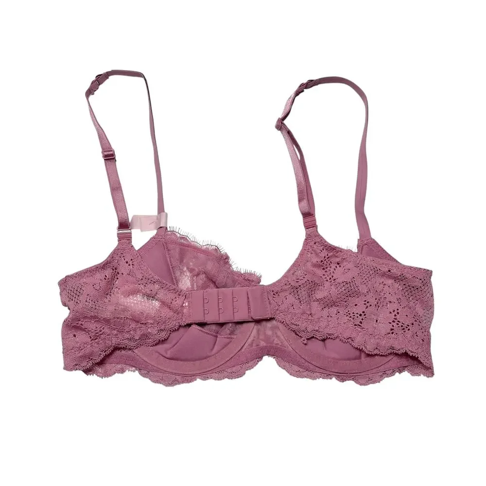 Victoria's Secret Wicked Twinkle Strap Unlined Balconette Bra Dusk Mauve 34C